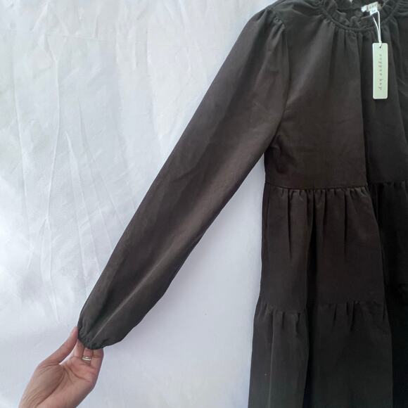 NWT Copper Key. Long Sleeve Corduroy Babydoll Dress Women's Size XS - Picture 3 of 6